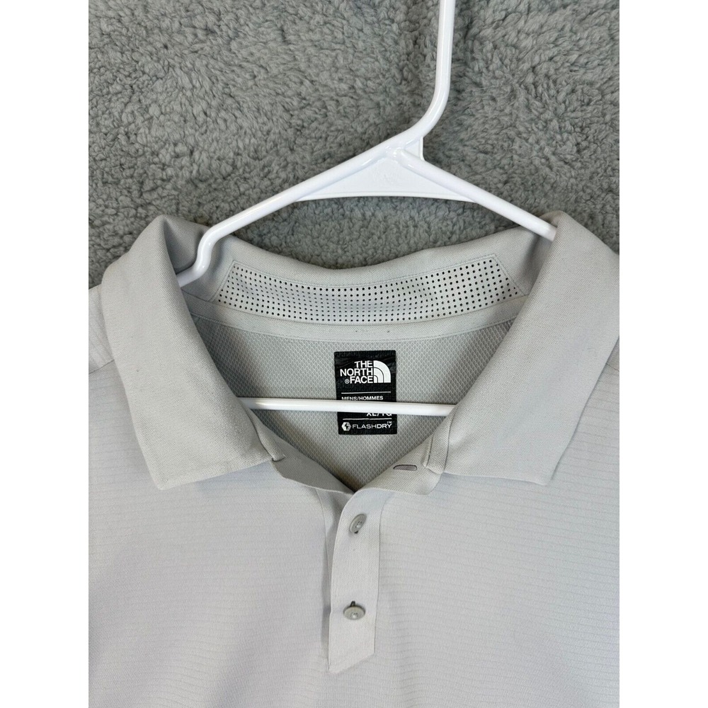 The North Face Polo Shirt Men's Size XL Flash Dry Gray Short Sleeve Golf Striped - Picture 7 of 16